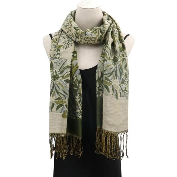 Silky Paisley Pashmina Shawl Scarf-Women's Soft Double-side Jacquard - Picture 5 of 6